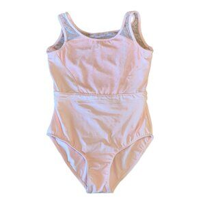 BLOCH Ballet Leotard Girls 12 Pale Pink Mesh Back Sleeveless Dance Leo Floral